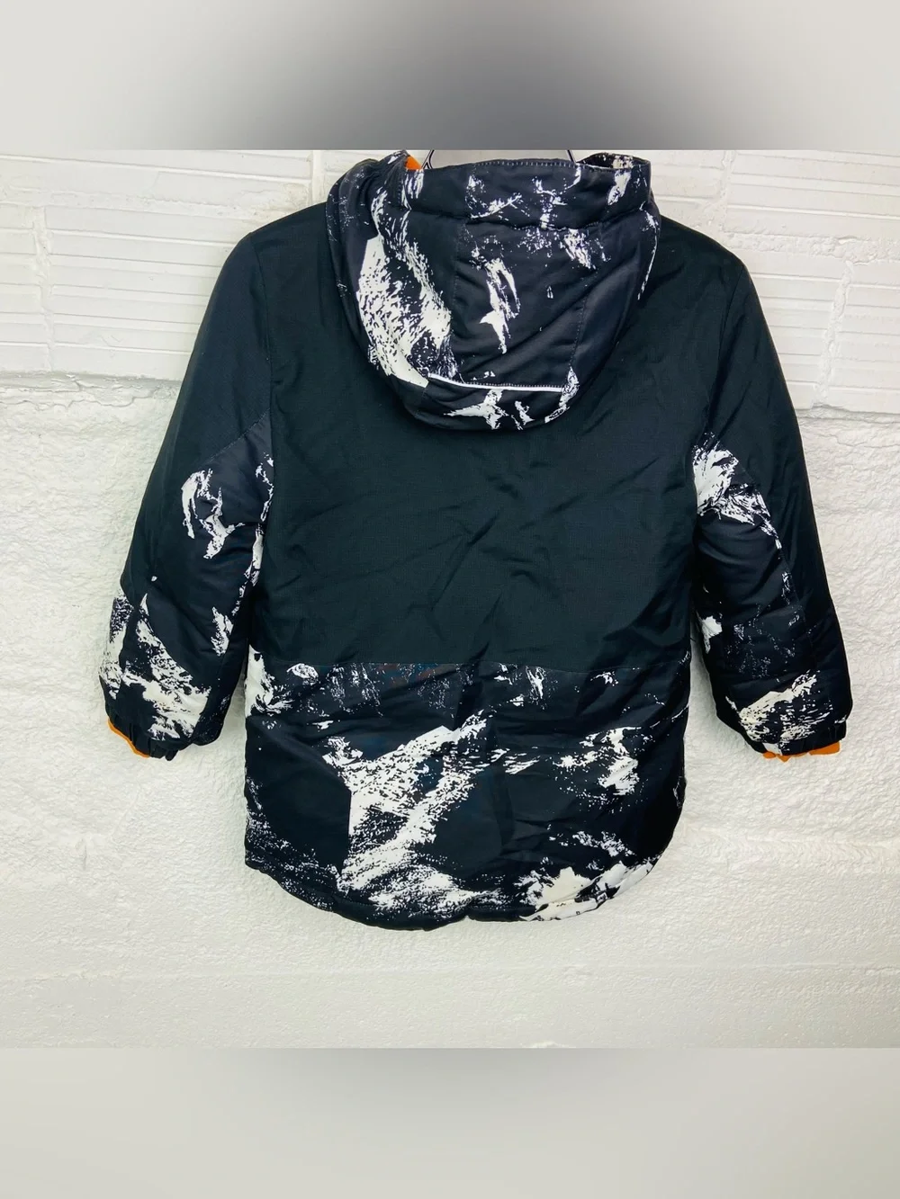 Hurley Kids Black White Print Hooded Jacket with Orange Accents